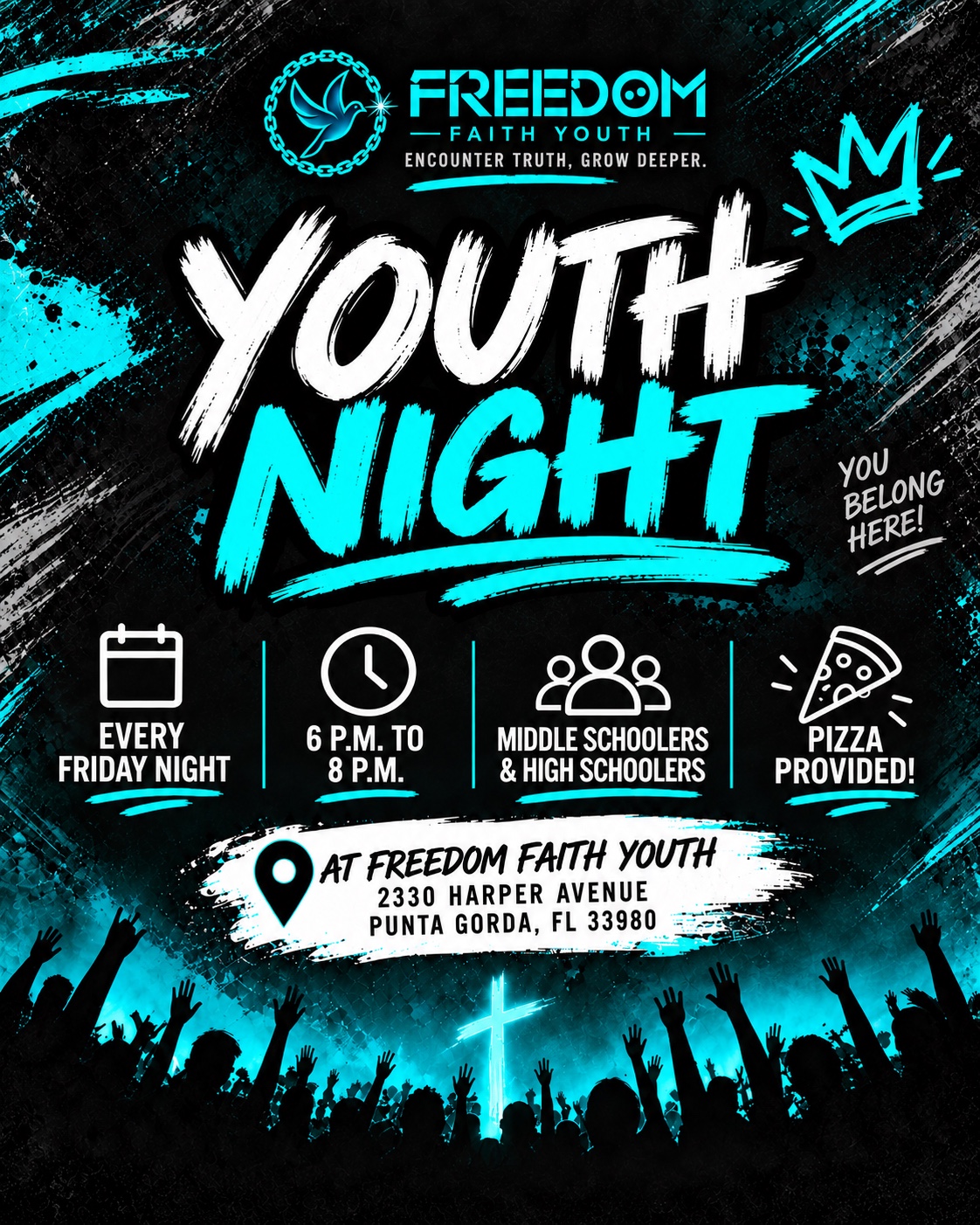 Freedom Faith Youth Night flyer